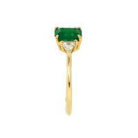 0.83 Ct. Emerald Natural Diamond Three Stone Ring, 14K Yellow Gold Image