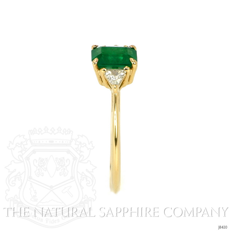 0.83 Ct. Emerald Natural Diamond Three Stone Ring, 14K Yellow Gold