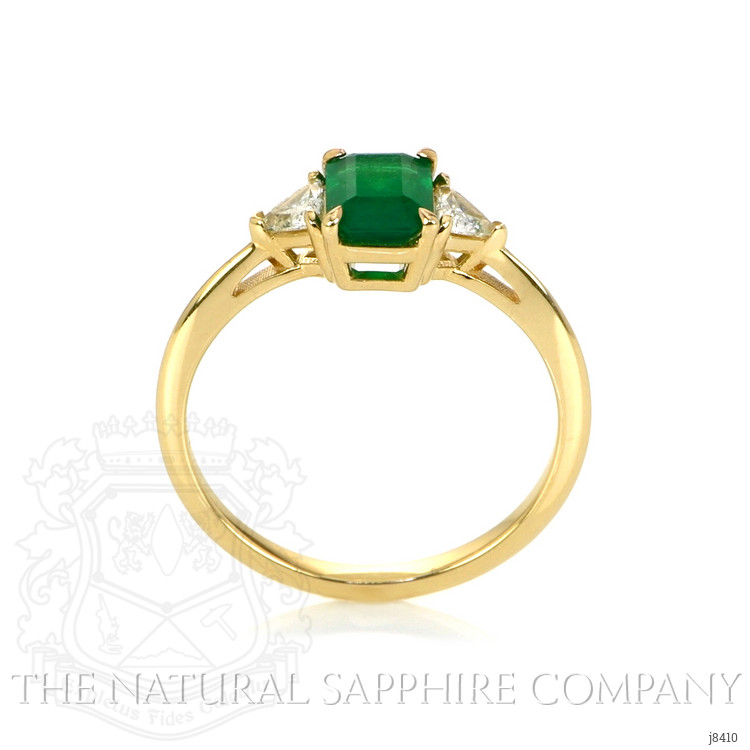 0.83 Ct. Emerald Natural Diamond Three Stone Ring, 14K Yellow Gold