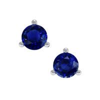 0.40 Ct.Tw.Total Carat Weight Sapphire Studs Earrings, 14K White Gold Video