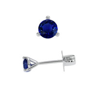 0.40 Ct.Tw. Blue Sapphire Studs Earrings, 14K White Gold Image