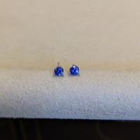 0.40 Ct.Tw. Blue Sapphire Studs Earrings, 14K White Gold Life Style