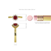 0.45 Ct. Ruby Natural Diamond Halo Ring, 18K Yellow Gold Image