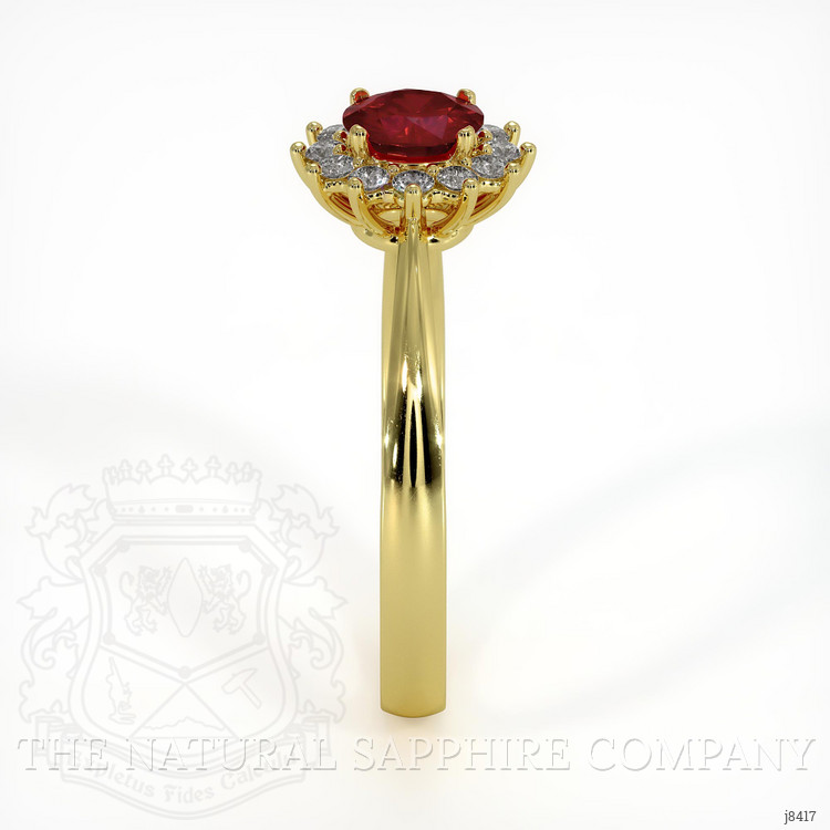 0.45 Ct. Ruby Natural Diamond Halo Ring, 18K Yellow Gold