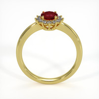 0.45 Ct. Ruby Natural Diamond Halo Ring, 18K Yellow Gold Image