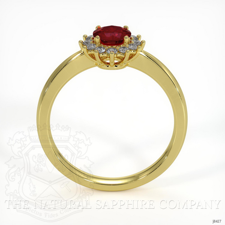 0.45 Ct. Ruby Natural Diamond Halo Ring, 18K Yellow Gold