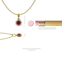 0.45 Ct. Ruby Natural Diamond Halo Pendant, 18K Yellow Gold Image