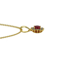 0.45 Ct. Ruby Natural Diamond Halo Pendant, 18K Yellow Gold Image