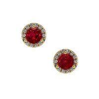 0.40 Ct.Tw. Ruby Natural Diamond Pave Earrings, 18K Yellow Gold Video