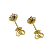 0.40 Ct.Tw. Ruby Natural Diamond Pave Earrings, 18K Yellow Gold Image