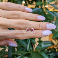 0.40 Ct.Tw.Total Carat Weight Ruby and Natural Diamond Pave Earrings, 18K Yellow Gold Life Style