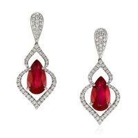4.26 Ct.Tw.Total Carat Weight Ruby and Diamond Earrings, 18K White Gold Video