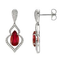 4.26 Ct.Tw.Total Carat Weight Ruby and Diamond Earrings, 18K White Gold Image