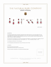 2.84 Ct.Tw.Total Carat Weight Pinkish Red Ruby and Natural Diamond Antique Style Earrings, 18K White Gold Appraisal