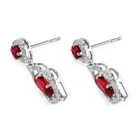 2.84 Ct.Tw. Ruby Natural Diamond Antique Style Earrings, 18K White Gold Image