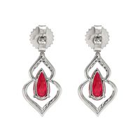 2.84 Ct.Tw. Ruby Natural Diamond Antique Style Earrings, 18K White Gold Image