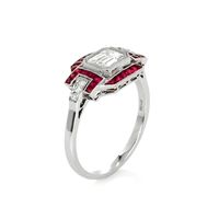 1.13 Ct. Ruby Natural Diamond Antique Style Ring, Platinum 950 Image