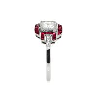 1.13 Ct. Ruby Natural Diamond Antique Style Ring, Platinum 950 Image