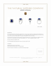 4.51 Ct. Blue Sapphire and Natural Diamond Halo Ring, Platinum 950 Appraisal