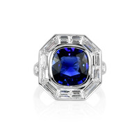 4.51 Ct. Blue Sapphire and Natural Diamond Halo Ring, Platinum 950 Video