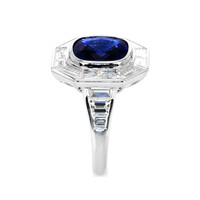 4.51 Ct. Blue Sapphire and Natural Diamond Halo Ring, Platinum 950 Image