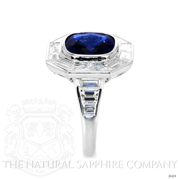 4.51 Ct. Blue Sapphire and Natural Diamond Halo Ring, Platinum 950