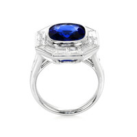 4.51 Ct. Blue Sapphire and Natural Diamond Halo Ring, Platinum 950 Image