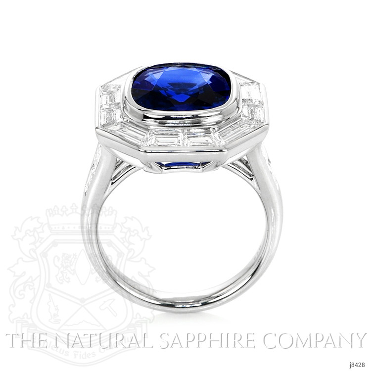 4.51 Ct. Blue Sapphire and Natural Diamond Halo Ring, Platinum 950
