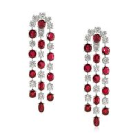 18.65 Ct.Tw. Ruby Natural Diamond Accent Stones Earrings, Platinum 950 Video
