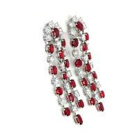 18.65 Ct.Tw. Ruby Natural Diamond Accent Stones Earrings, Platinum 950 Image