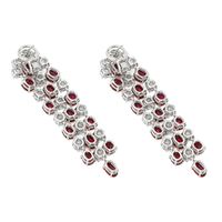 18.65 Ct.Tw. Ruby Natural Diamond Accent Stones Earrings, Platinum 950 Image