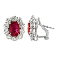 4.94 Ct.Tw.Total Carat Weight Ruby and Diamond Halo Earrings, Platinum 950 Image
