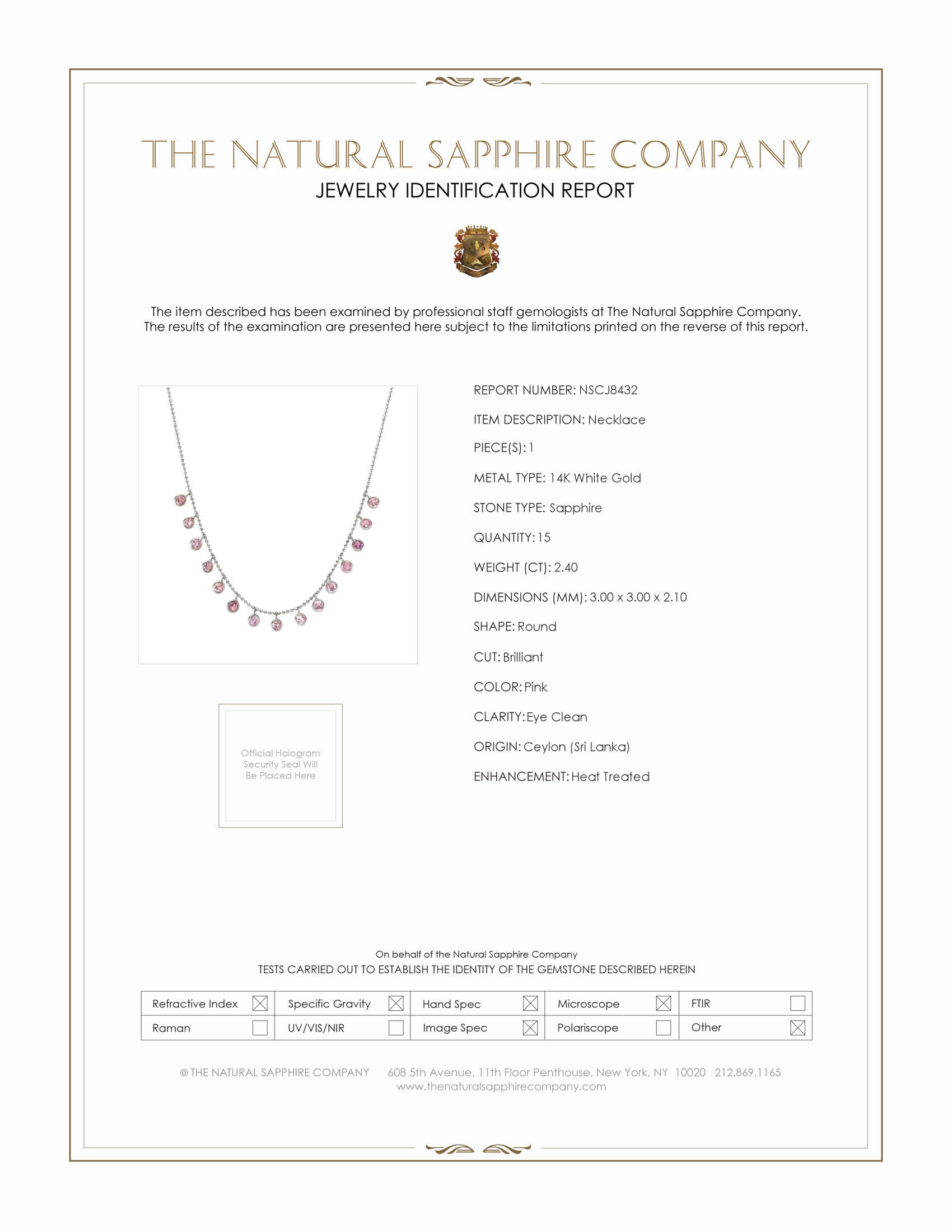 2.40 Ct. Pink Sapphire Accent Stones Necklace, 14K White Gold