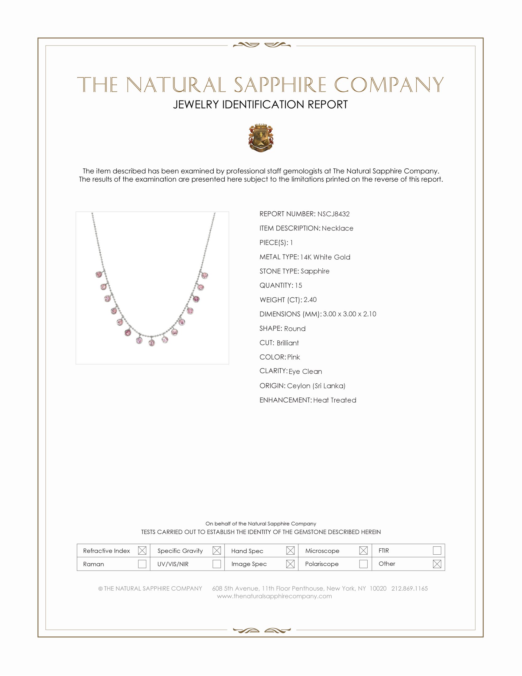 2.40 Ct. Pink Sapphire Accent Stones Necklace, 14K White Gold