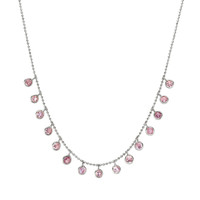 2.40 Ct. Pink Sapphire Accent Stones Necklace, 14K White Gold Video