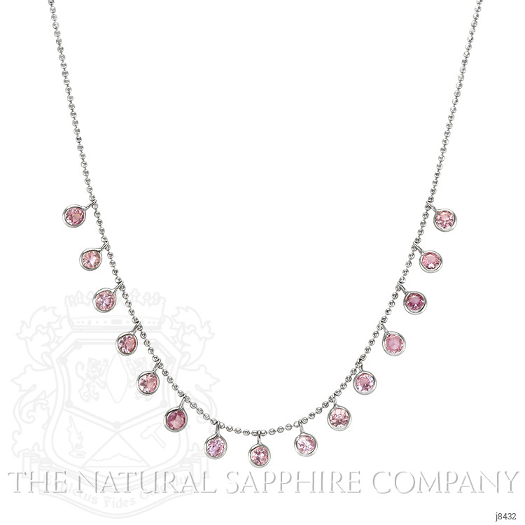 2.40 Ct. Pink Sapphire Accent Stones Necklace, 14K White Gold