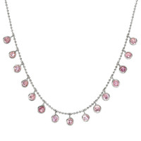 2.40 Ct. Pink Sapphire Accent Stones Necklace, 14K White Gold Image