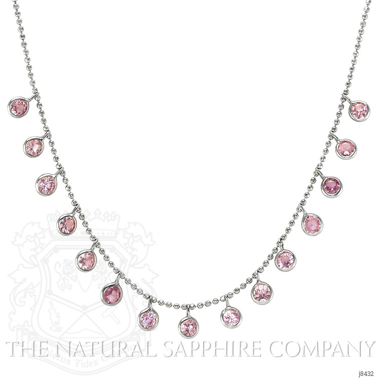 2.40 Ct. Pink Sapphire Accent Stones Necklace, 14K White Gold