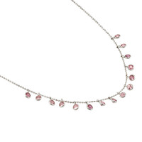 2.40 Ct. Pink Sapphire Accent Stones Necklace, 14K White Gold Image