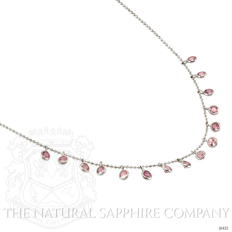 2.40 Ct. Pink Sapphire Accent Stones Necklace, 14K White Gold