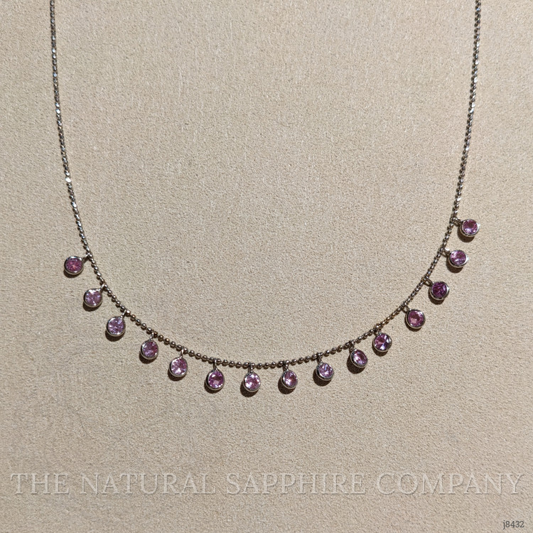 2.40 Ct. Pink Sapphire Accent Stones Necklace, 14K White Gold