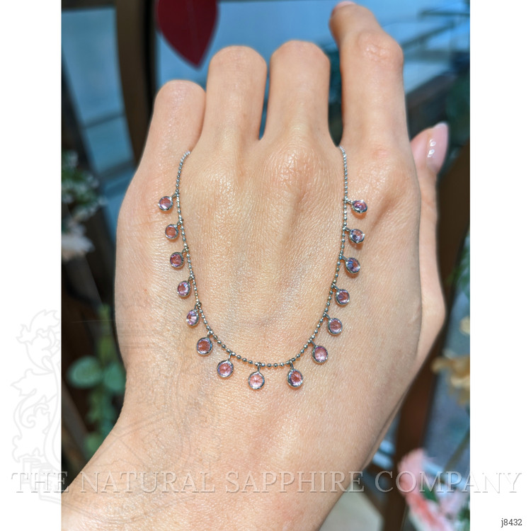2.40 Ct. Pink Sapphire Accent Stones Necklace, 14K White Gold