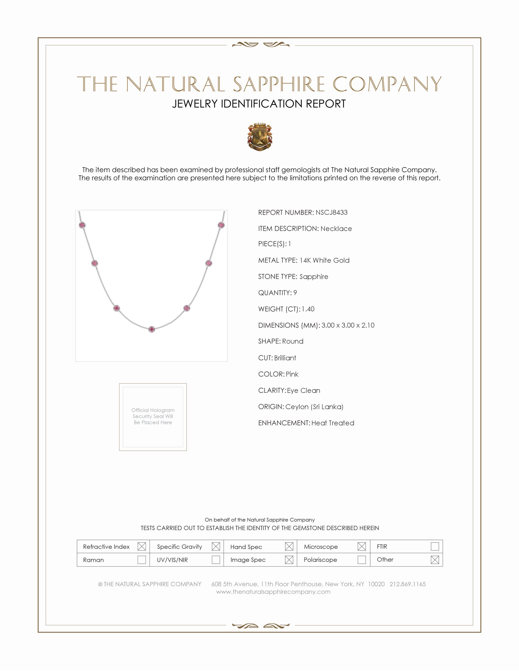 1.40 Ct. Pink Sapphire Accent Stones Necklace, 14K White Gold