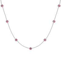 1.40 Ct. Pink Sapphire Accent Stones Necklace, 14K White Gold Video