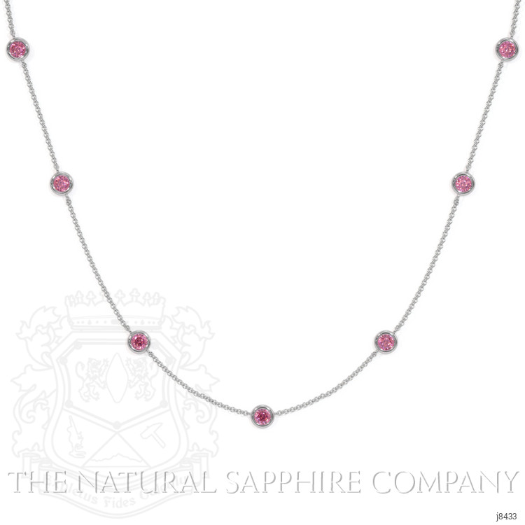 1.40 Ct. Pink Sapphire Accent Stones Necklace, 14K White Gold
