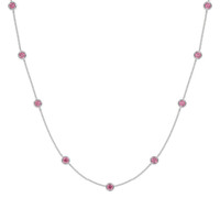 1.40 Ct. Pink Sapphire Accent Stones Necklace, 14K White Gold Image