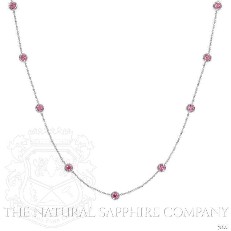 1.40 Ct. Pink Sapphire Accent Stones Necklace, 14K White Gold