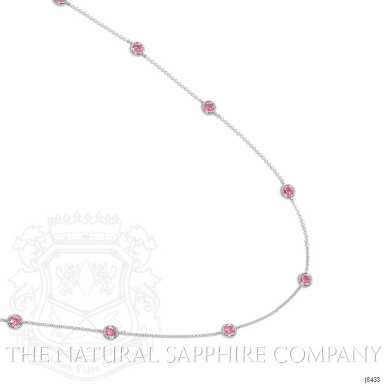 1.40 Ct. Pink Sapphire Accent Stones Necklace, 14K White Gold