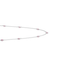 1.40 Ct. Pink Sapphire Accent Stones Necklace, 14K White Gold Image