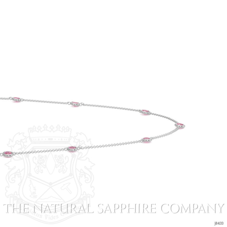 1.40 Ct. Pink Sapphire Accent Stones Necklace, 14K White Gold